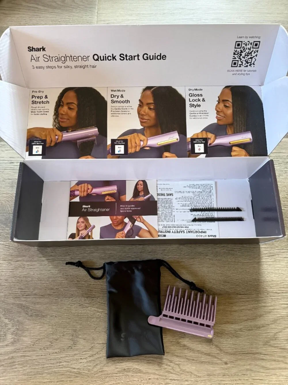 Shark Beauty SilkiPro Wet to Dry hair straightener in Plum Satin with box